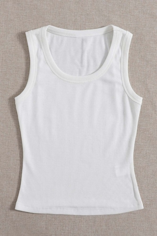Merry See Düz Renk Kadın Kolsuz Bluz Crop Top Beyaz
