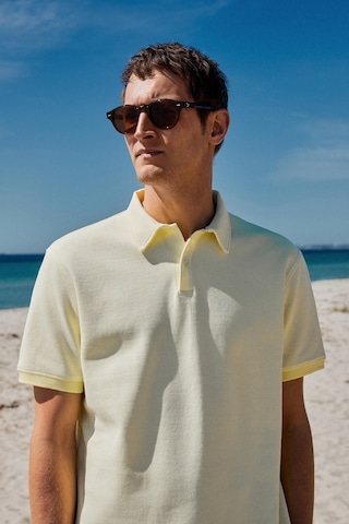 Grimelange LAPORTE Erkek Dokulu Kumaşlı Slim Fit Sarı Polo Yaka T-shirt