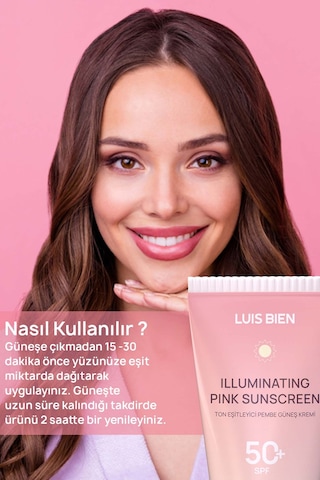 Luis Bien SPF 50+ Ton Eşitleyici Pembe Güneş Kremi 50 ML