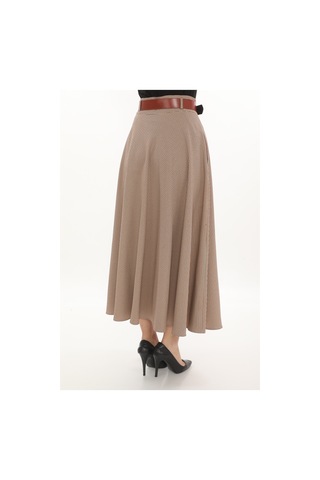 Soralline Kadın Kloş Etek 779 Kaz Ayağı Desen Kırmızılı Kırmızı