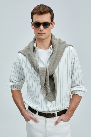 Lufian Erkek Regular Fit Nıcer Basic Gömlek 111010639 Yeşil Yeşil