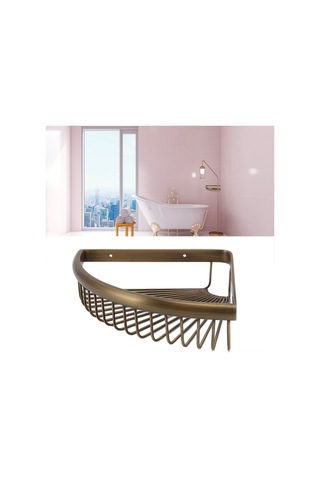 Hangfox Banyo Köşe Rafı, Bronz Antik拉丝, Tek Katlı Depolama Sepeti, Duvar Montajlı, Dayanıklı Malzeme, Shampoo Ve Sabun İçin Diğer