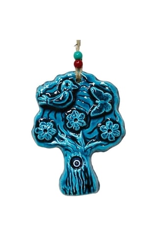 Seramik Kuşlu Nazar Boncuklu Ağaç Modelli Duvar Süsü