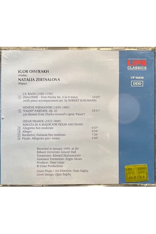 Igor Oistrakh Violin Natalia Zertsalova Piano Classic Cd