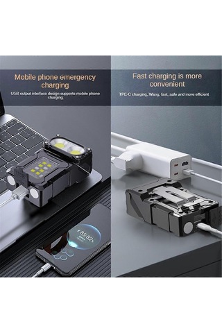 Dc08 Şarj Edilebilir Led Çalışma Lambası, 800 Lm, 90 Döndürülebilir, Manyetik Taban, Ipx5 Su Geçirmez, Taşınabilir Çok Fonksiyonlu Lamba