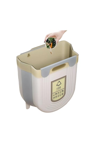 Ayt Sunup Sn-14644 Katlanabilir Körüklü Mutfak Banyo Tuvalet İçin Çöp Kovası Gri