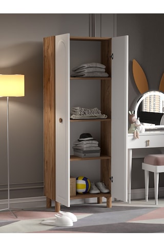Bohem 2 Kapaklı Gardırop Mdf Kapak Ceviz