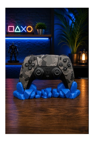 Veriqo 3d Ps5 Uyumlu Gamepad Standı Kristal Tasarımlı Oyun Kolu Tutucu Masaüstü Controller Standı Mavi