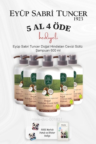 Eyüp Sabri Tuncer Doğal Hindistan Cevizi Sütlü Şampuan 600 Ml 5 Al 4 Öde Ve Rosie Pamuk