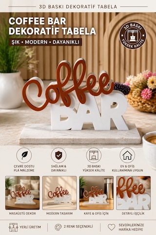 Coffee Bar Dekoratif Masaüstü Tabela 3d Baskı Modern Kafe Ve Mutfak Dekoru