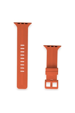 Newface Apple Uyumlu Watch 38mm Kr408 Çizgili Silikon Kordon Semeglbl - 2 - Turuncu