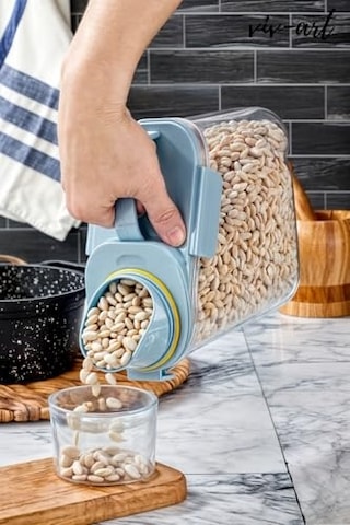 Vivart Özel Tasarım 1.8 L Kapaklı Sıvı Toz Deterjan Saklama Kabı Banyo Organizer Çok Amaçlı Saklama Kutusu Mavi Çok Renkli