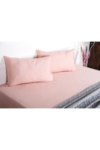 Flora %100 Pamuk Pudra Pembe Lastikli Çarşaf & Yastık Takımı 3 Parça - 1479 Renkli