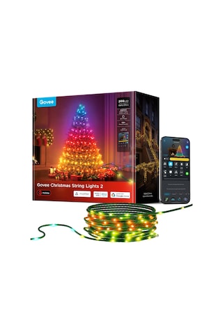 Govee Noel Işıkları, Rgbwıc 20m Dış Mekan Noel Aydınlatması, Noel Ağacı İçin 200 Led'li İç Mekan Peri Işıkları, Şekil Haritalama, 130'dan Fazla Sahne Modu, Aıgc, Alexa İle Uyumlu, Yeşil Kablo Siyah