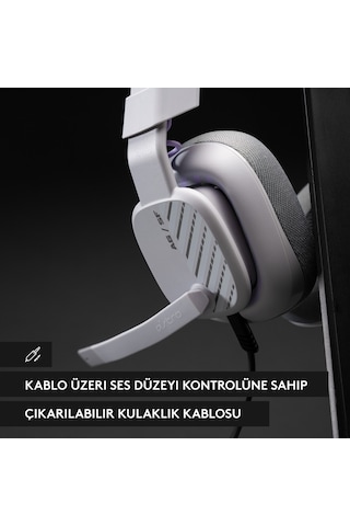 Logitech Astro A10 Kablolu Bilgisayar İçin Oyuncu Kulaklığı, Gri