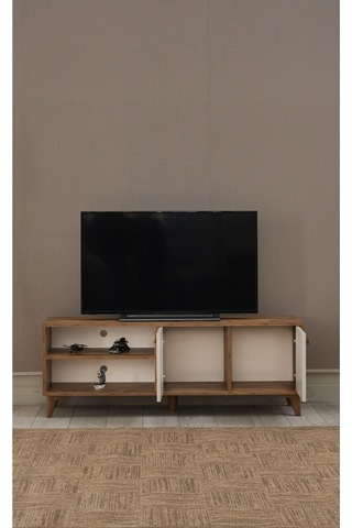 Tv Sehpası Kapaklı 140x40x35 Cm Beyaz - Atlantik Çam