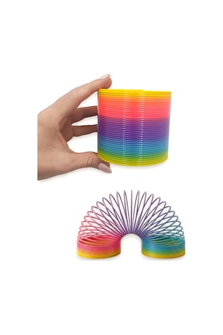Büyük Boy Gökkuşağı Stres Yayı Oyuncak Stres Yayı - 8 Cm Çapında - 1 Adet