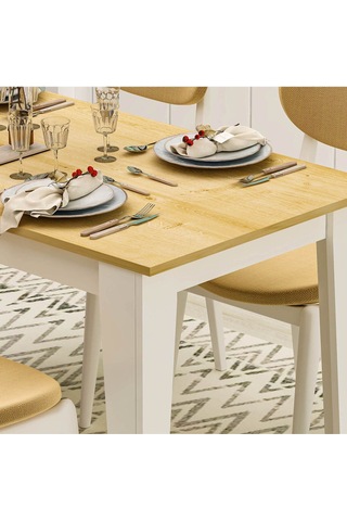 Şimal Yemek Masası 120x72 Beyaz - Safir Meşe