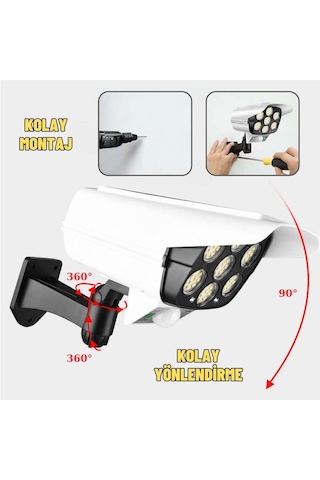Sahte Kamera Görünümlü Güneş Enerjili Sensörlü Aydınlatma