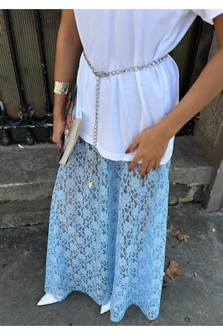 Dogutrend Maxi Dantel Etek 4047 Mavi