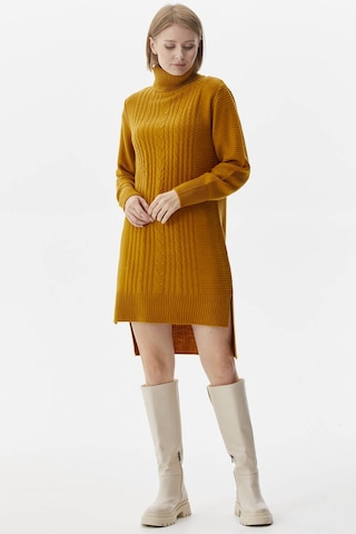 Tam Balıkçı Yaka Triko Tunik - Hardal