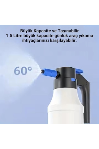 Polham Şarjlı Otomatik 1.5 Litre Yüksek Basınçlı Araç Yıkama Köpük Püskürtücü El Pompası, Otomobil Temizleme Pompası Beyaz