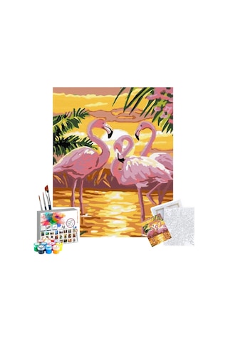 Sayılarla Boyama Seti 40 X 50 Cm Tuval Şasesine Gerili Flamingo