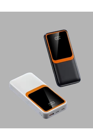 Taşınabilir Şarj Cihazı Powerbank 10000 Mah Çift Usb Çıkışlı, Type-c Girişli, Şık Beyaz Tasarım