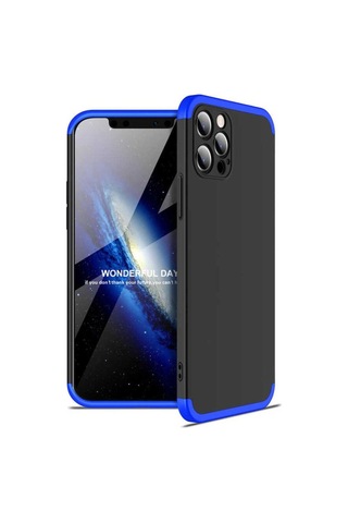 Apple Uyumlu iPhone 12 Pro Kılıf Zore Ays Kapak Siyah-Mavi
