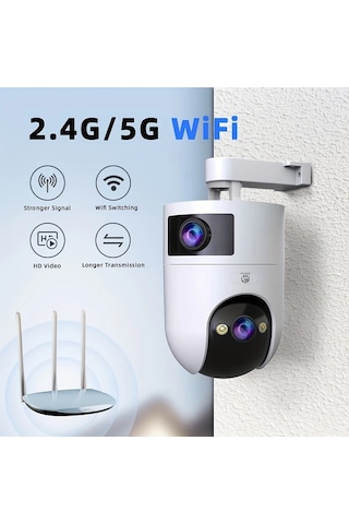 Xuweiwei Tcre 1296p Akıllı Kamera 2.4g Ve 5g Wifi Çift Lens Otomatik Takip Ev Güvenlik İçin Kablosuz Dış Mekan