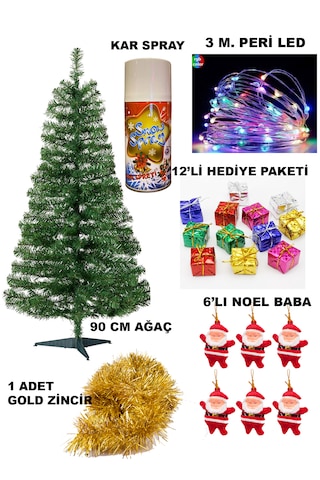 90 Cm Yılbaşı Çam Ağaç Seti Ve Yılbaşı Süsleri Paketi , Yılbaşı