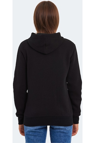 Slazenger KATYA Kadın Fermuarlı Kapüşonlu Cepli Siyah Sweatshirt