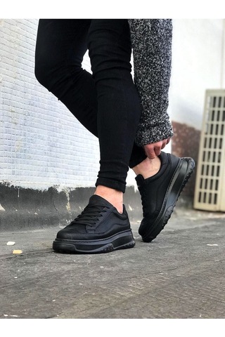 Aymood Jy507 Alone Bağcıklı Cilt Erkek Günlük Sneaker Ayakkabı Cst Siyah