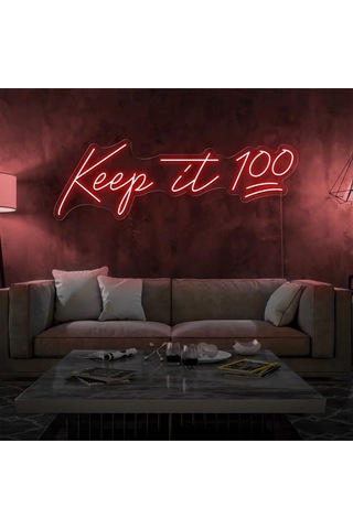 Keep İt 100 Yazılı Neon Tabela Kırmızı Keep İt 100 Yazılı Neon Tabela Kırmızı