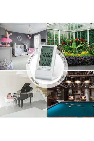 Suofeng Ev İçi Mini Dijital Sicaklık Ve Nem Ölçer, Hava Tahmini, Saat-tarih Gösterici, Beyaz Cx-220 Pil Dahil Değil