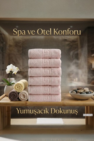 Pudra Greek El Havlusu - 50x90 Cm, 225 Gr, %100 Pamuk, Spa Ve Otel Havlusu, Günlük Kullanıma Uygun Pudra