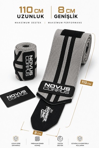 Fitness Dirsek Sargısı Sakatlık Önleyici Destekleyici Spor Dirseklik Elbow Wraps Crossfit Bandajı - 2 Adet - Gri/siyah