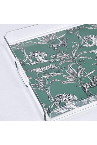 Jungle Pleksi Zebra Yeşil Tepsi 40x30 Cm