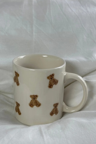 Ayıcık Teddy Bear Baskılı Lüks Kupa Bardak Seramik Kahve Mug Beyaz