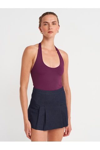 Dilvin 31753 Halter Yaka Top-mor Mor