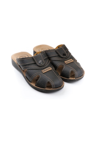 Gezer Yazlık Erkek Çıtçıtlı Ayarlanabilir Terlik-sandalet Siyah