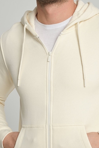 Krem Fermuarlı Kapüşonlu Sweatshirt 001