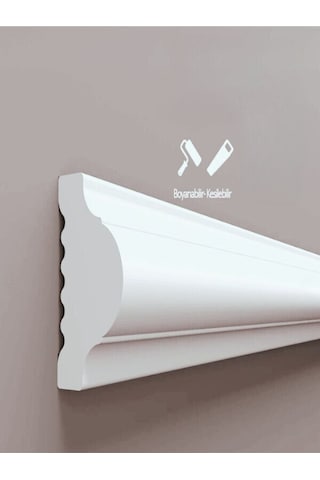 Dekoratif Boyanabilir Poliüretan Duvar Çıtası 1 Adet Uzunluk :240 Cm En :4 Cm - Duvar Süsleri