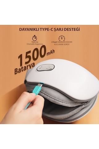 Es500 Göz Masaj Aleti Isı Terapili, Bluetooth Müzikli, Sessiz, Taşınabilir, 1500 Mah, Parlak Beyaz