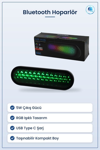 Bluetooth Hoparlör Rgb Işıklı Taşınabilir 5w Usb Type C Kablosuz