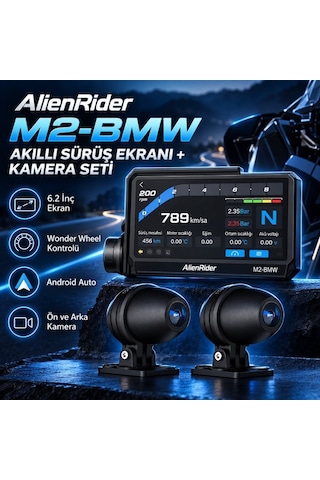Alienrider M2-bmw 6.2 İnç Akıllı Sürüş Ekranı Ve Kamera Seti - Wonder Wheel - Android Auto Siyah