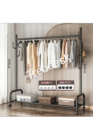 Metal Beyaz Portmanto Konfeksiyon Askısı Ayaklı Askılık Elbise Askılığı 155 150 Cm Beyaz