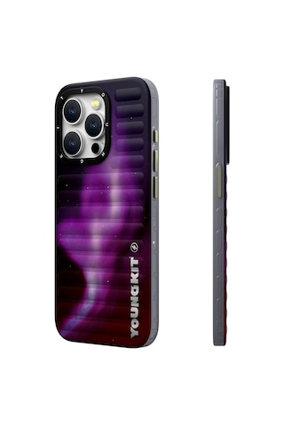 Apple Uyumlu iPhone 15 Pro Kılıf Kuzey Işıkları Desenli Youngkit Aurora Serisi Yeşil
