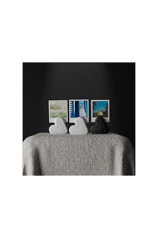 3'lü Kalp Figürlü Polaroid Fotoğraf Tutucu Seti - Dekoratif Masaüstü Resim Standı
