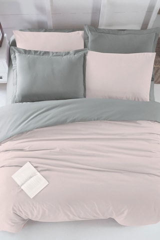 Çift Kişilik Nevresim Takımı Pamuklu Çift Taraflı Lastikli Çarşaflı Pudra